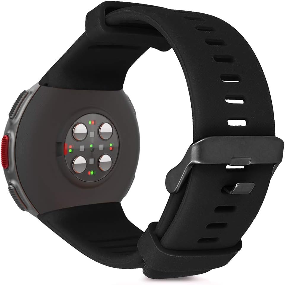 kwmobile Strap for Polar Vantage V Watch Strap - Silicone Replacement Watch Band - Black, Large - Image 3