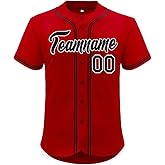 Custom Men Women Youth Baseball Jersey Button Down Sports Tee Stitched or Printed Letter Number Big Size