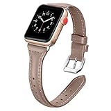 Secbolt Leather for Apple Watch Band 42mm Slim Replacement Wristband Sport Strap for Iwatch Nike+, Series 3 2 1, Edition, Stainless Steel Buckle, 8 Colors
