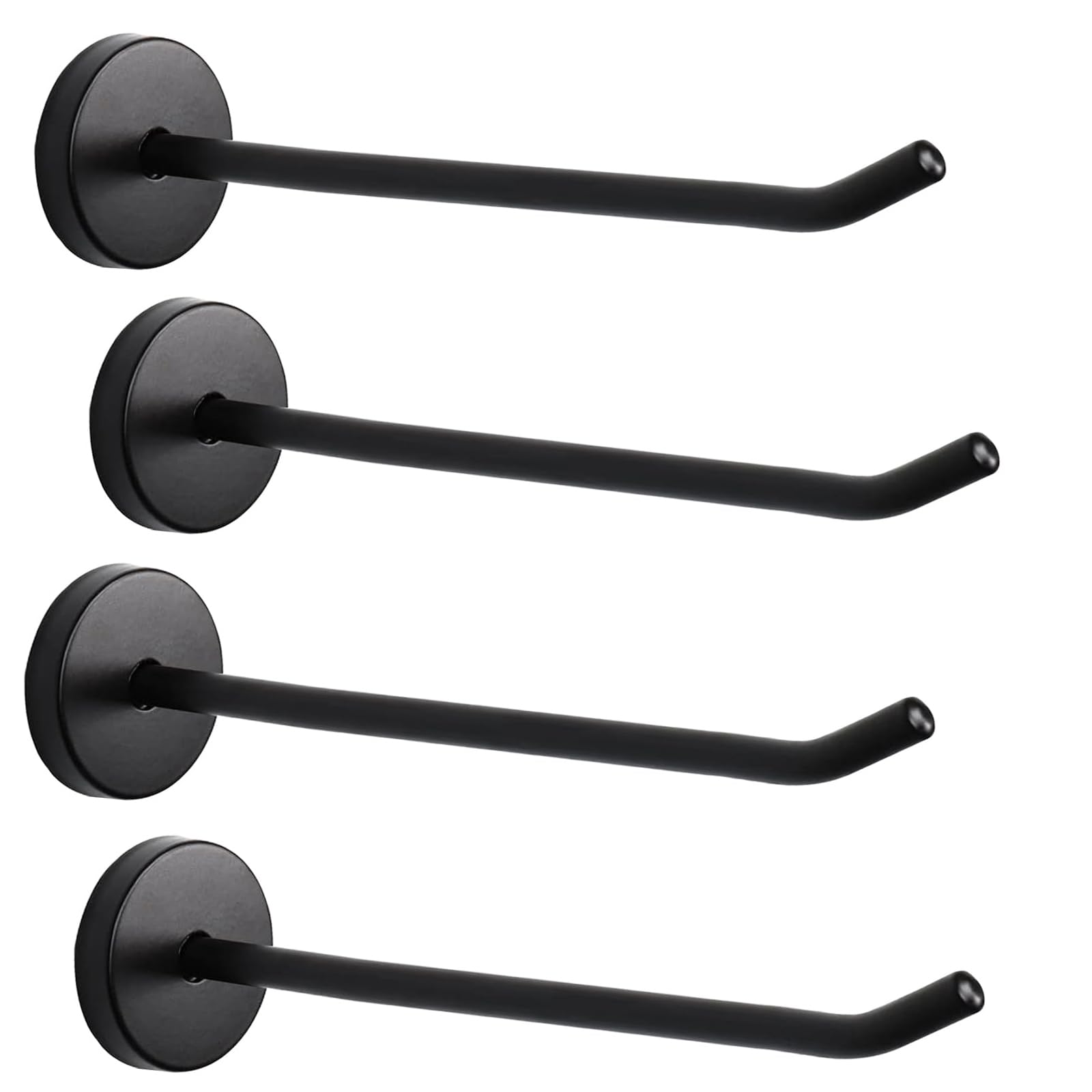 Rannb Robe Hook Coat Hook Heavy Duty Long Nose Wall Mount Hook Stainless Steel Black Matt Surface 145mm/5.7" Length - Pack of 4