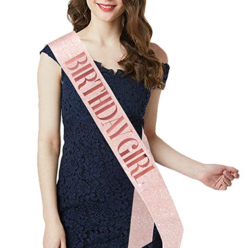 Birthday Girl Sash & Rhinestone Tiara Kit Rose Gold Birthday Gifts