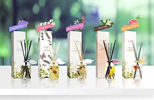 LOVSPA English Garden Floral Reed Diffuser | Real Hydrangea Flowers in The Bottle | Jasmine, Rose, Hyacinth & Lily of The Valley Room Scent | Sophisticated Fragrance Diffuser