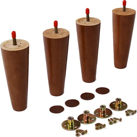 Meetwarm 6 Inch Wood Sofa Legs Round Tapered Replacement Furniture