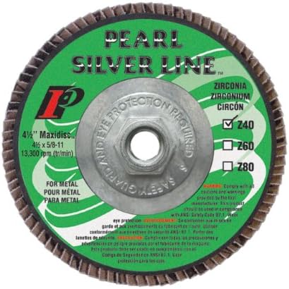 Pearl Abrasive MAX454ZTH 4-1/2" by 5/8-11" 40 grit Maxidisc, Flap Disc (hubbed), Pack of 10