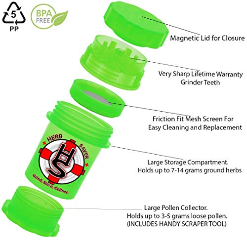 Herb Saver Grinder 2.4" X 3.8" Spice Herb Grinder (Green) Pricepulse