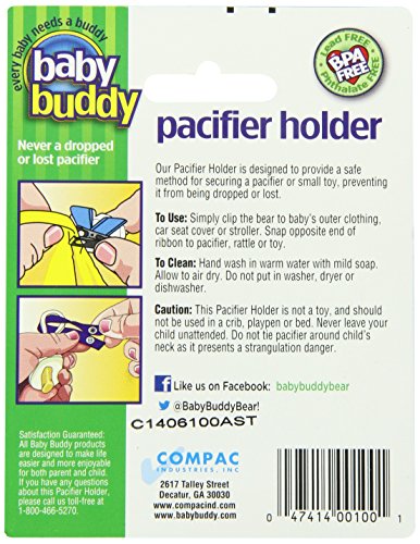 Baby Buddy Bear Pacifier Holder, Navy Blue, 2 Count