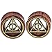 Deathly Hallows Organic Wood Flesh Tunnels Double Flared Ear Stretcher Saddle Plugs Gauge 12mm 1/2