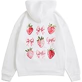 SweatyRocks Women's Strawberry Graphic Hoodie Long Sleeve Drop Shoulder Loose Pullover Sweatshirts