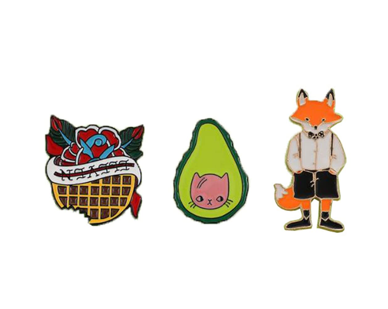 Fox Brooch Avocado Brooch Cartoon Flowers Enamel Pins Woman Phenomenon Hallmark Backpack