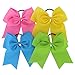 7.5in Larger Jumbo Goody Cheer Bows Hair Ties Cheerleading Pony Tail Holder Elastic Head Loop For Girls Uniform Infant Accessories 12 Color Set