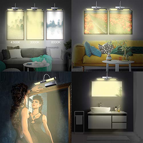 LUXSWAY Battery Operated Picture Light,Wireless Remote Painting Light,3 Modes Dimmable Art Display Light,180 Rotatable Light Head and Timer Lighting up for Painting Frame Portrait Art-Black
