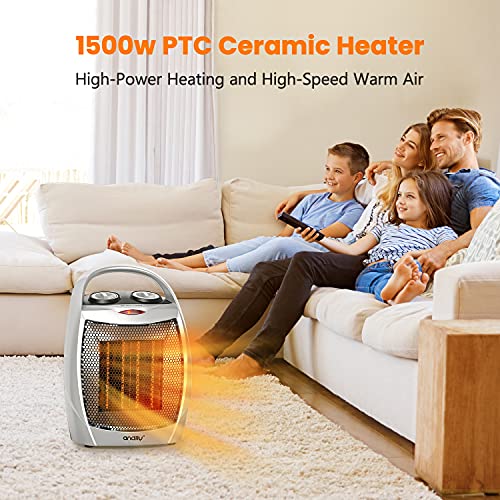 andily Compact Portable Ceramic Space Heater with Adjustable Comfort