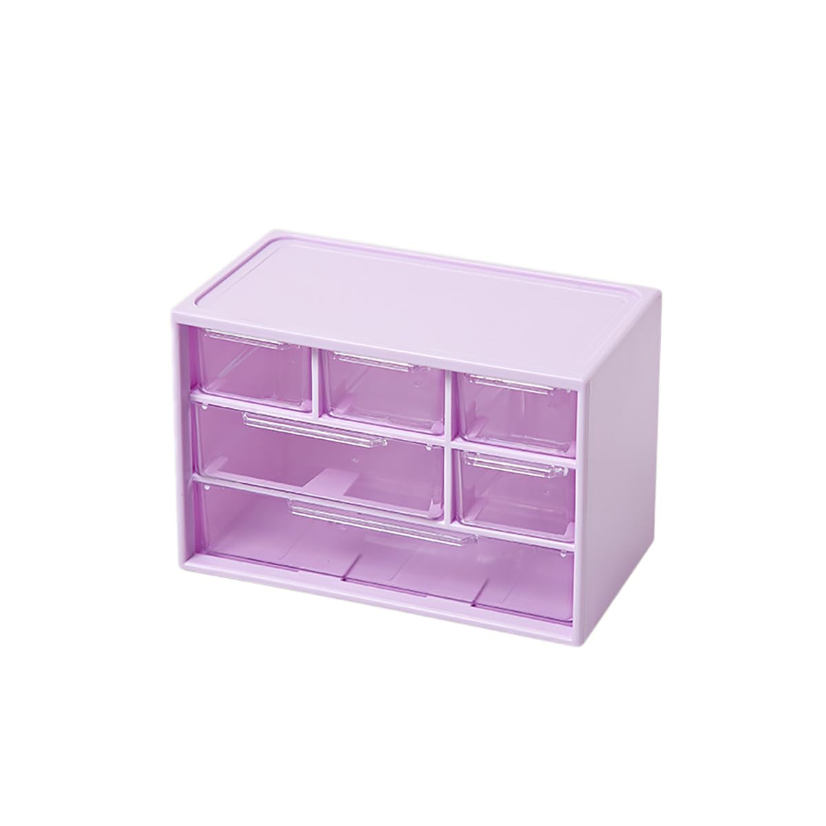 Verve Jelly Plastic Storage Box Clear Desktop Storage Unit Small Makeup Organizer with 6 Drawers Stackable Storage Box Small Storage Drawers for Office, Home, 7.1 * 4.7 * 3.9in, Purple — image 1