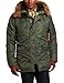 Alpha Industries Men's N-3B Slim-Fit Parka Jacket with Removable Faux-Fur Hood Trim, Sage/Orange, Large