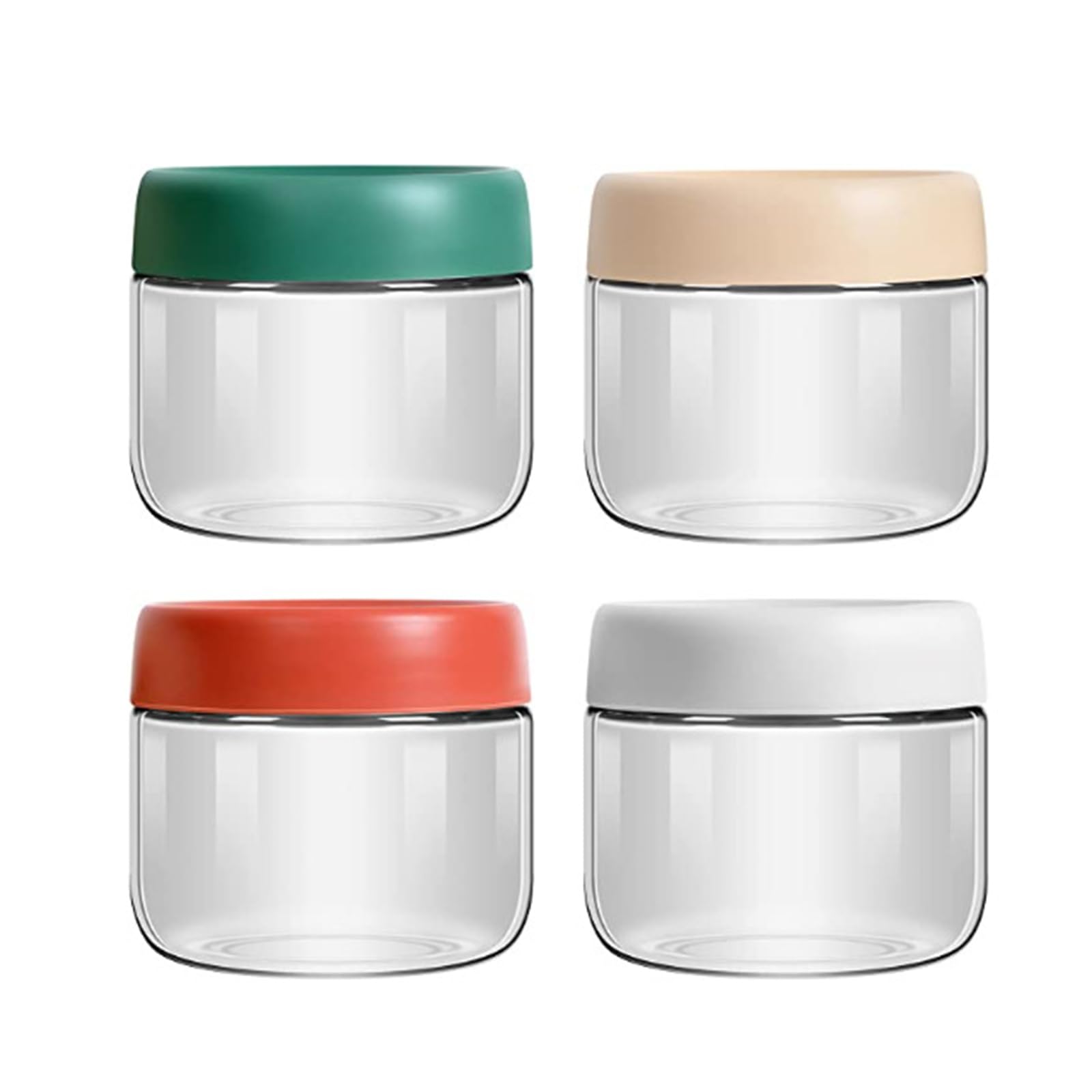 soulnioi Solnioi Glass Jar with Lid Set in 4,Leakproof Overnight Oats Container,for Milk/Fruit/Yogurt Container 300ml 4 Colors