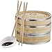 VonShef Premium 2 Tier Bamboo Steamer with Stainless Steel Banding Includes 2 Pairs of Chopsticks and 50 Wax Steamer Liners, Perfect For Steaming Dim Sum Dumplings Buns Vegetables Fish Rice, 10 Inches