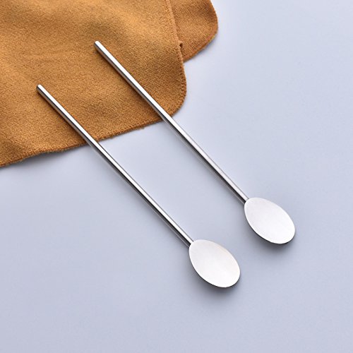 Nrpfell Spoon Straws Stainless Steel by Pack of 4 | Drinking Straws & Stirrers Perfect for Smoothies, Milkshakes, Slush, Tea and Coffee - Thumbnail 4