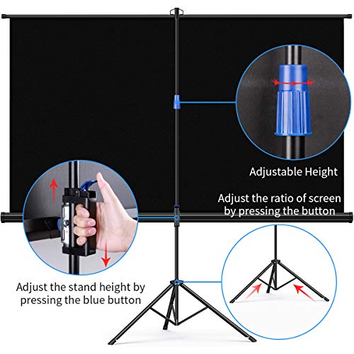 Projector Screen, Keenstone Projection Screen 4K 16:9 HD Foldable Wrinkle-Free Portable Movies Screen for Home Backyard Theater Outdoor Indoor (100 Inch)