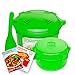Sistema Microwave Cookware Rice Steamer Set with Lids -- Large Microwave Multicooker, Side Dish Bowl, Spoon and Recipes (BPA Free, 100% Food Safe) (Green Set)