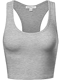 FPT Womens Basic Sleeveless Racerback Crop Tank Top HEATHERGRAY M