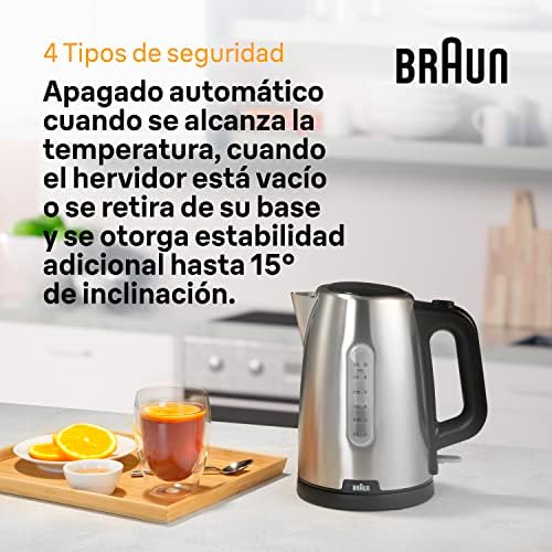 Chaleira elétrica PurShine, base rotativa a 360°, indicador de nível de água, armazenamento de cabos, função de desligamento automático, capacidade de 1,7L, WK1500BK, 2200W, preto