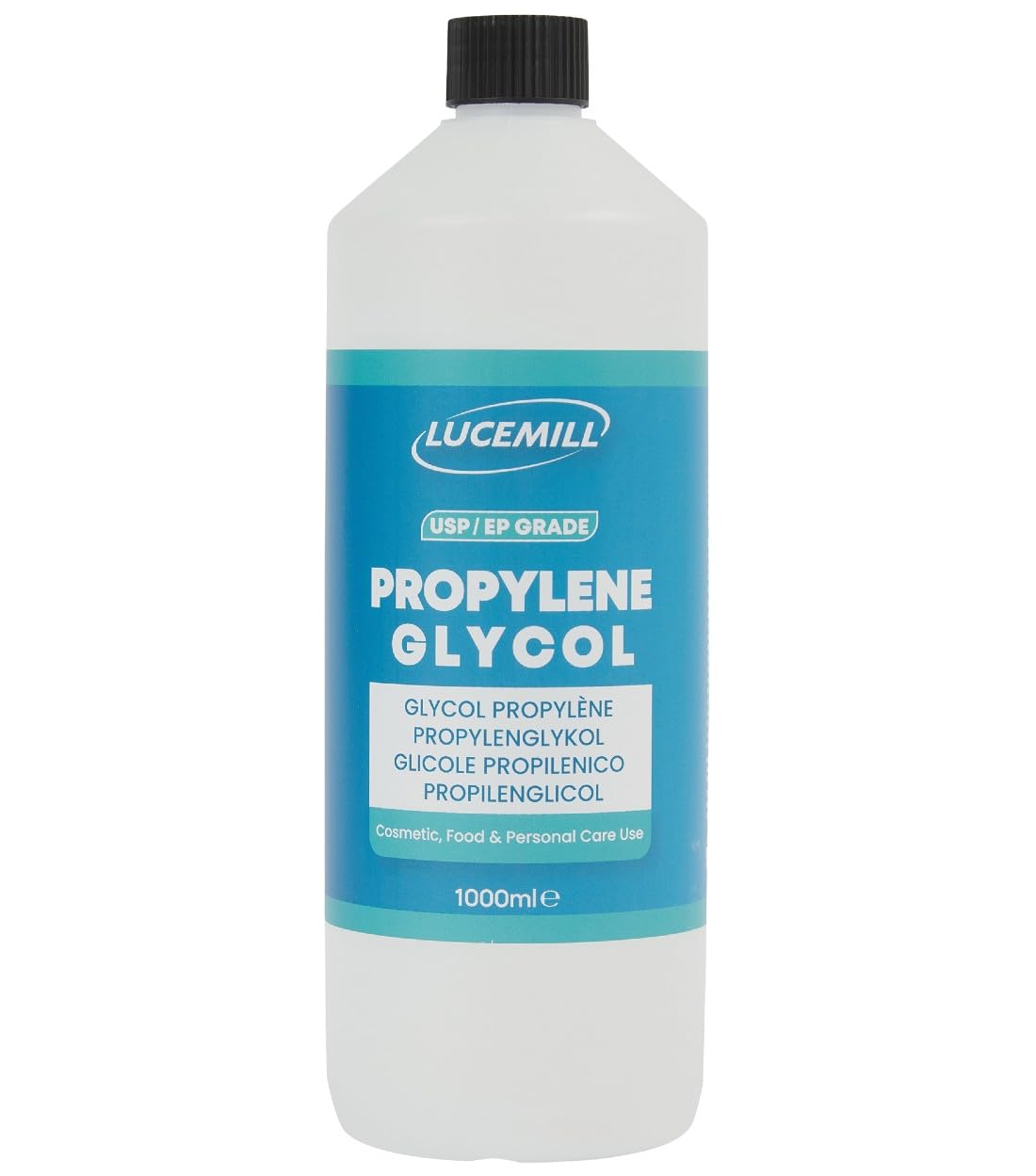 Lucemill Propylene Glycol (MPG) | 1 Litre | 99.8% Pure Food Grade Propylene Glycol | USP/EP Grade | For Baking, Cosmetics, DIY Skincare, Food Flavouring & Household Applications