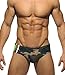MIZOK Men's Ployester Camo Swimsuit Bikini Briefs with Adjustable Drawstring Army,L