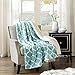 Comfort Spaces Ultra Soft and Cozy Sherpa Reversible Throw Blankets for Couch and Bed, Plush Fleece Cozy Cover with Fuzzy Faux Fur, 50 x 60 in, Aqua Ogee