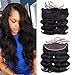 Funky girl Lace Frontal Body Wave Human Hair 13x4 Free Part with Baby Unprocessed Brazilian Virgin Hair Extensions Top Frontal Lace Closure Natural Color 12 Inch