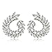 White Round Stud Earrings Olive Branch Leaf Shape Elegant Unique Fashion Jewelry H1545A