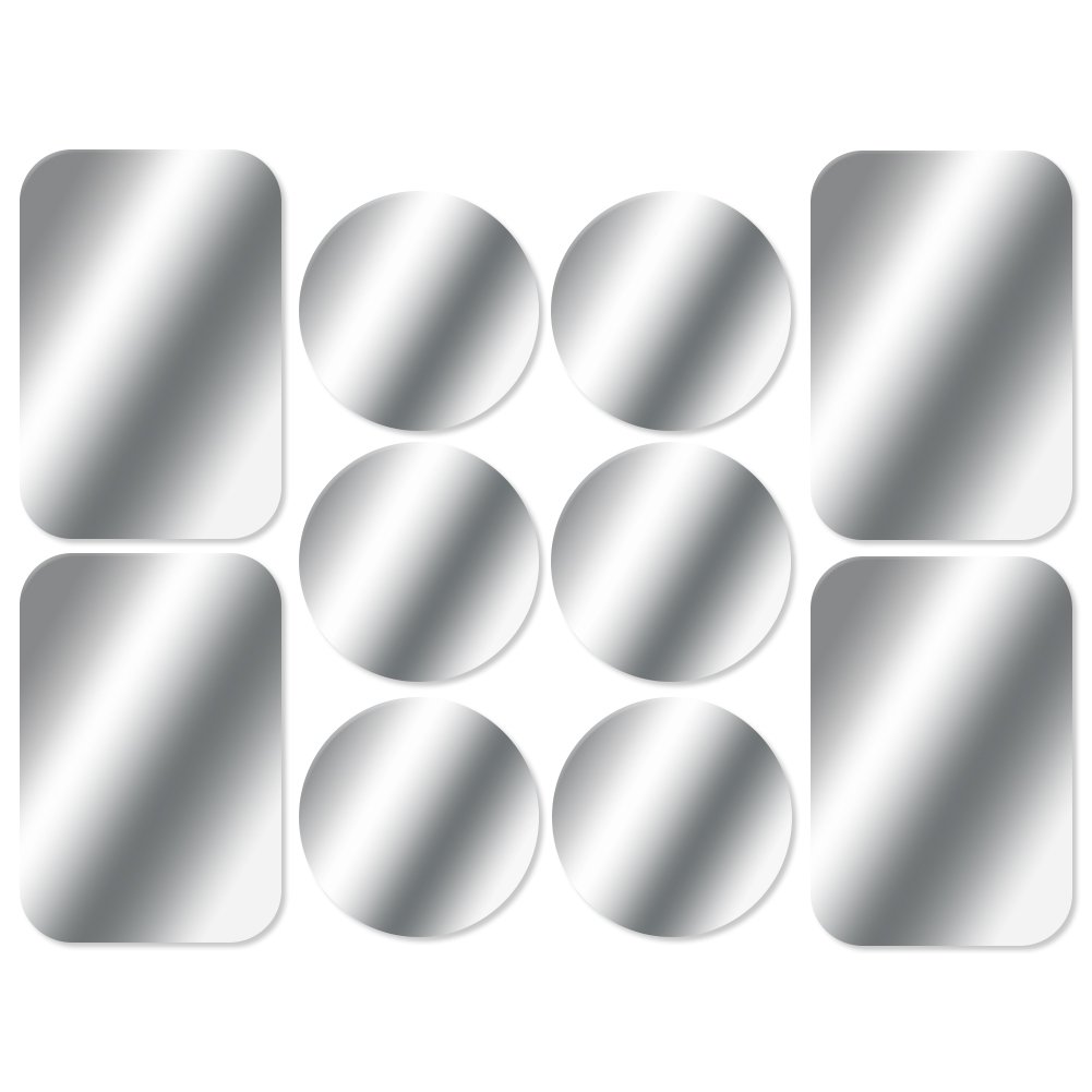AJOXEL Metal Plate for Phone, [10 Pack] Replacement Mount Metal Plates Kits with Adhesive Universal for All Magnetic Car Phone Holder Cradle Magnet Car Mount, (4 Rectangular and 6 Round), Silver — image 1