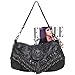 MG Collection Parkin Skull Studded Fringe Beads Purse, Black, One Size