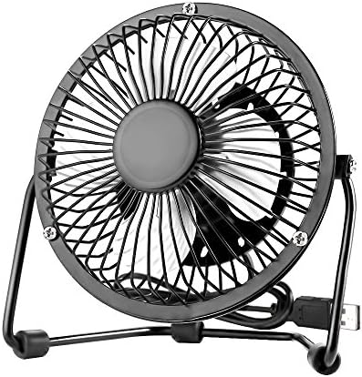 TILO USB Fan Mini Desktop Fan Metal Blades Cooling Fan Personal Portable Fan with USB Cable 360 Rotation and Adjustable Angle for Laptop Notebook Tablet PC - 4 Inch (Black)