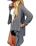 Looseplus Women's Casual Open Front Long Sleeve Cable Knit Draped Cover Up Cardigan Sweater