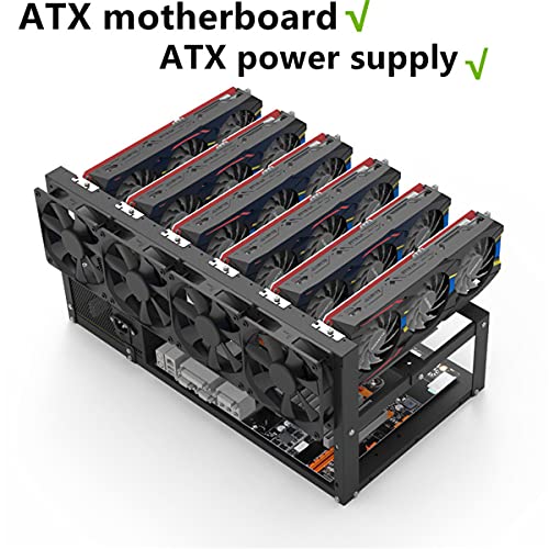8GPU Mining Rig Frame, Steel Open Air Miner Mining Computer Frame Rig Case for Crypto Coin Currency Bitcoin ETH ETC ZEC Mining Accessories Tools - Frame Only, Fans & GPU is not Included
