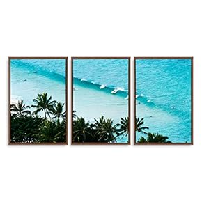 3 Piece Framed Canvas Wall Art for Living Room, Bedroom Vintage Tropical Palm Trees Canvas Prints for Modern Home Decoration Ready to Hang - 16"x24"x3 Panels