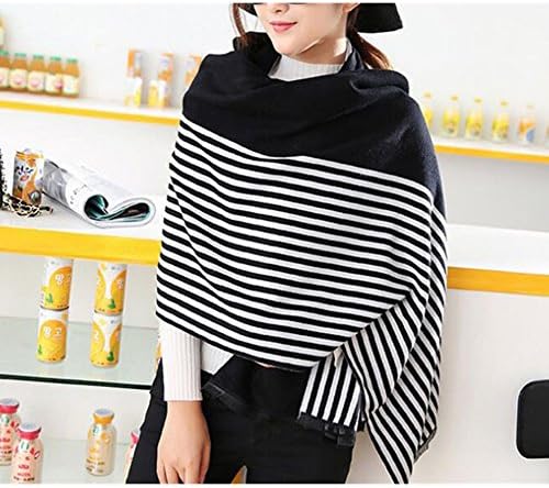 Aksautoparts Fashion Women's Long Shawl Big Grid Winter Warm Lattice Large Scarf shawl (black and white)