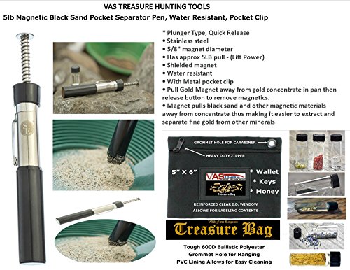 VAS Treasure Hunters and Metal Detectors Tool Belt 2 | Utility Tool Belt | Coin Probe | Hand Trowel | Cleaning Kit Brushes/Picks / Mag Tweezers | Treasure Bag | 5lb Pen Separator