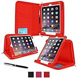 roocase iPad Air 2 Case - Executive Portfolio iPad Air 2 2014 Genuine Leather Case Cover with Stylus for Apple iPad Air 2 (2014) 6th Generation Latest Model, Red