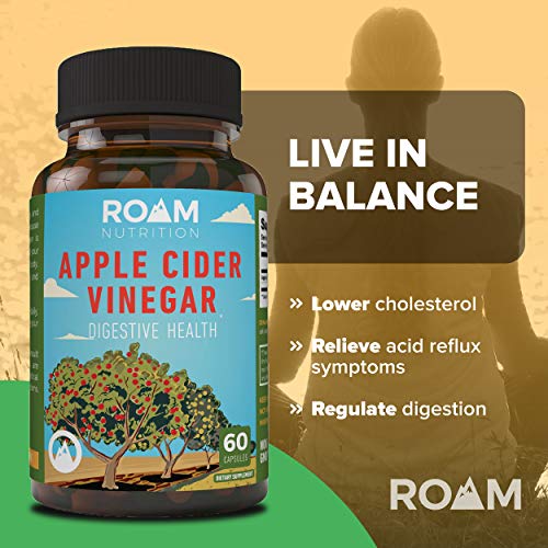 600mg Apple Cider Vinegar Pills - 60 Caps - Supports Weight Loss, All Natural Detox - High Potency - USA-Made, Non-GMO Dietary Supplement - Digestive Enzyme & Blood Circulation -by Roam Nutrition - Thumbnail 5