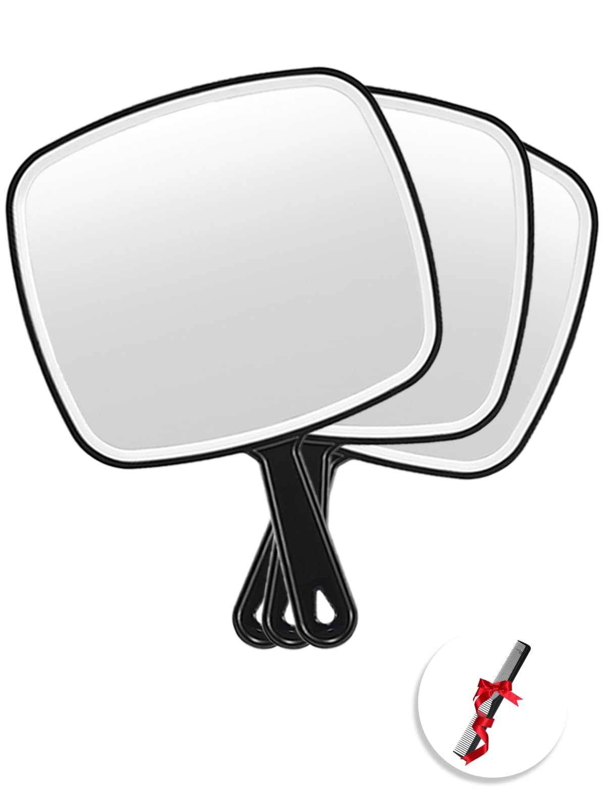 OMIRO Hand Mirror, Extra Large Black Handheld Mirror with Handle,Square,XL,3pcs
