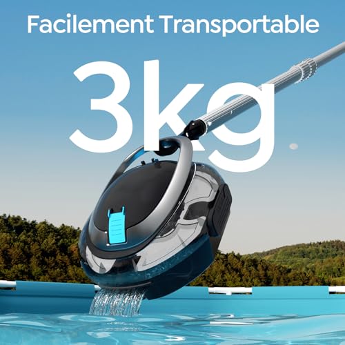 BRINBO 2026 S2 Robot Piscine, Aspirateur sans Fil, Filtration Double, Double Moteur, 90min Nettoyage, Stationnement Auto, Idéal pour Piscines à Fond Peu Profond(Noir foncé)