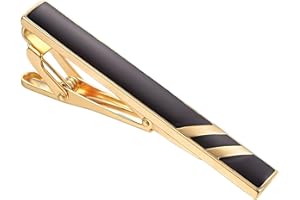 Asienice Black And Gold Tie Clips For Men Set Elegant Tie Clips Black Gold Tie Bar Set for Regular Ties