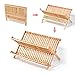Natural Bamboo Dish Drying Rack, SZUAH Collapsible Dish Plate Drainer Rack, 2-Tier Dish Drying Holder, with 19 Slats