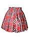 Pink Queen Women Girls Digital Print Stretchy Flared Pleated Casual Mini Skirt (Free Size, Red Plaid)
