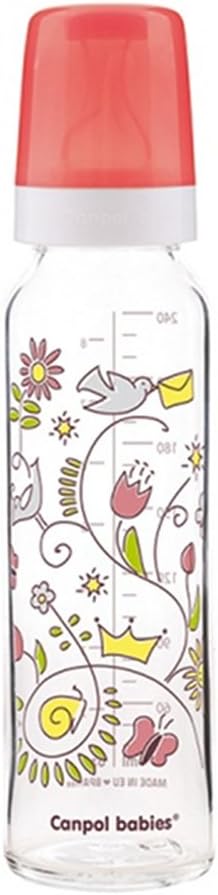 CANPOL Babies glass bottle, 240 ml, durable, safe, stable, with a clear scale.