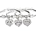 3PCs Crystal Love Heart Charm Little Sis Middle Sis Big Sis Bracelet Sister Jewelry Gifts (Clear)