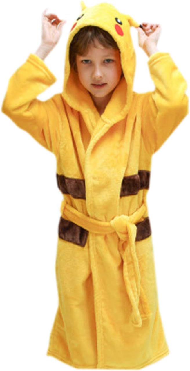 Boys Girls Flannel Hoody Bathrobe Animal Cartoon Pajamas Cosplay Plush Robe