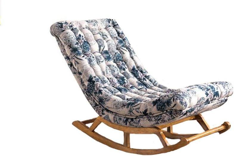 KWYJ Rocking Lounge Chair Fabric Upholstery and Wood for Home Furniture Living Room