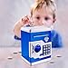 Jhua Cartoon Piggy Bank Password Electronic Money Bank Safe Saving Box ATM Bank Safe Locks Panda Smart Voice Prompt Money Piggy Box for Children (Blue)